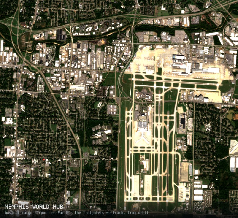 Memphis World Hub cargo airport from orbit